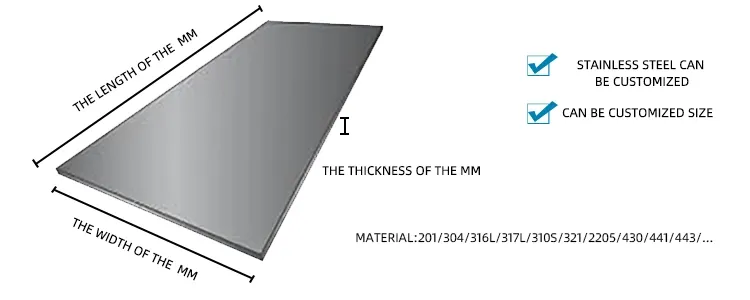 Larghezza 50-2500mm Fogli in acciaio inossidabile 316 Dimensioni e spessori personalizzabili 0